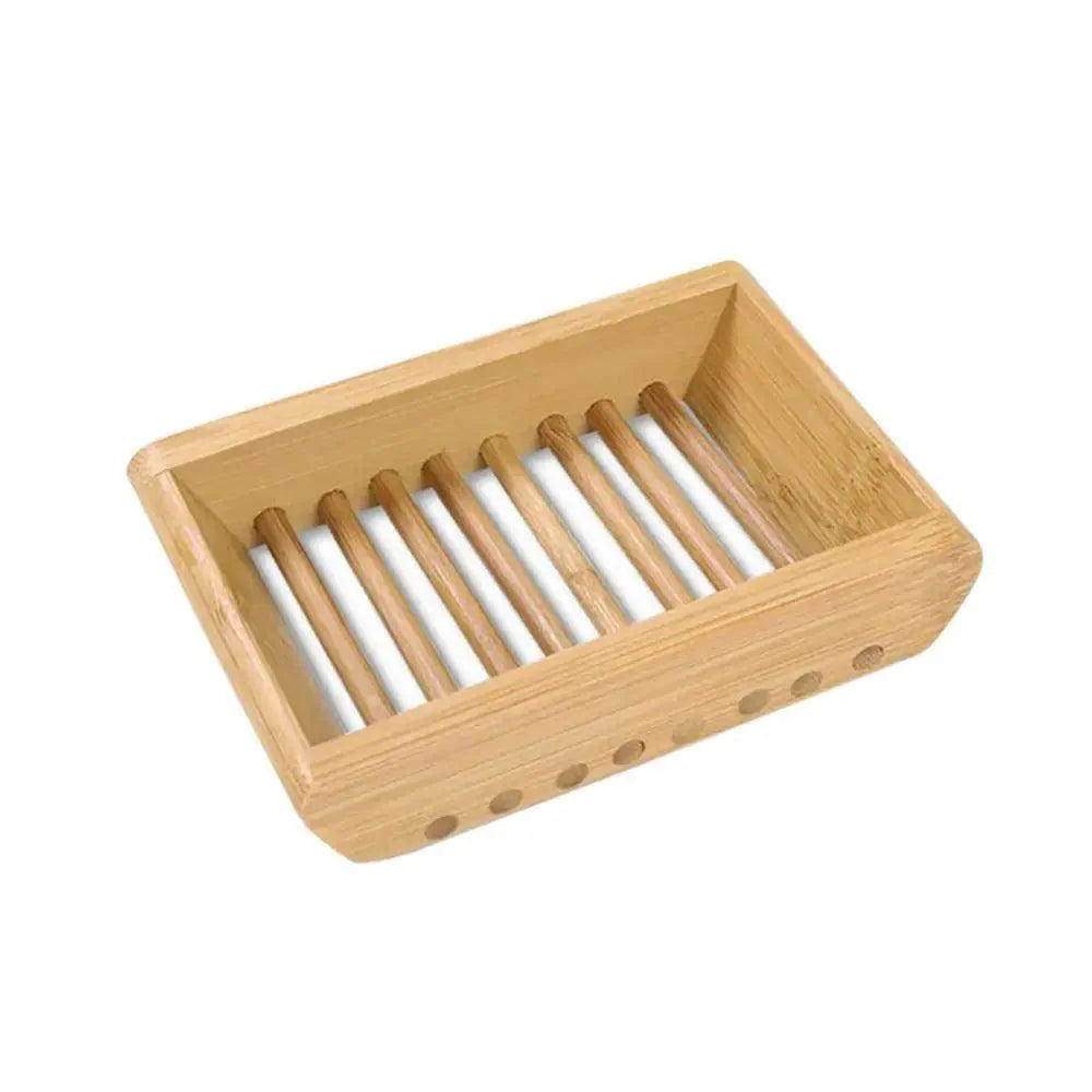 Wooden Natural Bamboo Soap Dishes Tray Holder Storage Soap Rack Plate Box Container Portable Bathroom Soap Dish Storage Box Bathroom Wooden Soap Case Holder Home Hand Craft Natural Wood Dish Holder for Soap Sponge Stevvex