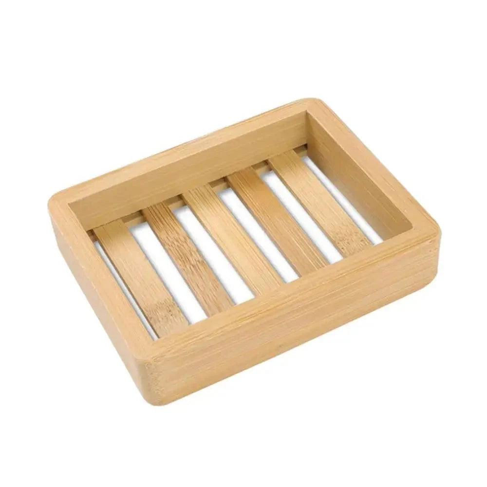 Wooden Natural Bamboo Soap Dishes Tray Holder Storage Soap Rack Plate Box Container Portable Bathroom Soap Dish Storage Box Bathroom Wooden Soap Case Holder Home Hand Craft Natural Wood Dish Holder for Soap Sponge Stevvex