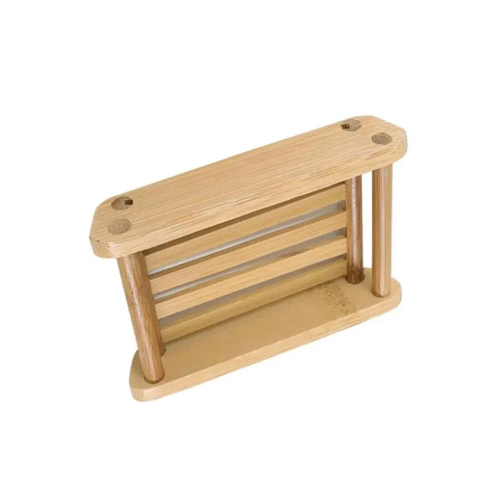 Wooden Natural Bamboo Soap Dishes Tray Holder Storage Soap Rack Plate Box Container Portable Bathroom Soap Dish Storage Box Bathroom Wooden Soap Case Holder Home Hand Craft Natural Wood Dish Holder for Soap Sponge Stevvex