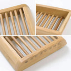 Wooden Natural Bamboo Soap Dishes Tray Holder Storage Soap Rack Plate Box Container Portable Bathroom Soap Dish Storage Box Bathroom Wooden Soap Case Holder Home Hand Craft Natural Wood Dish Holder for Soap Sponge Stevvex