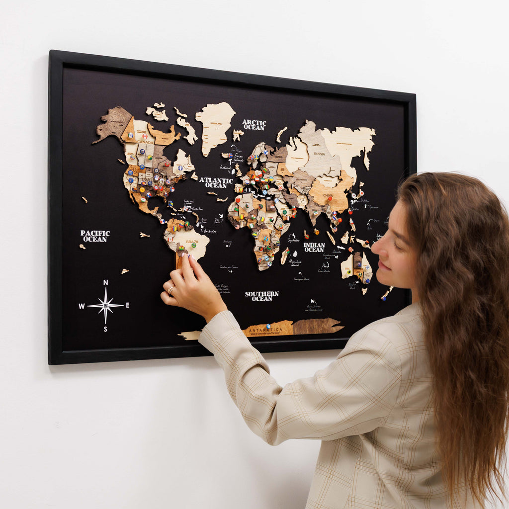 3D Wooden Panel World Map Multicolor Enjoy The Wood