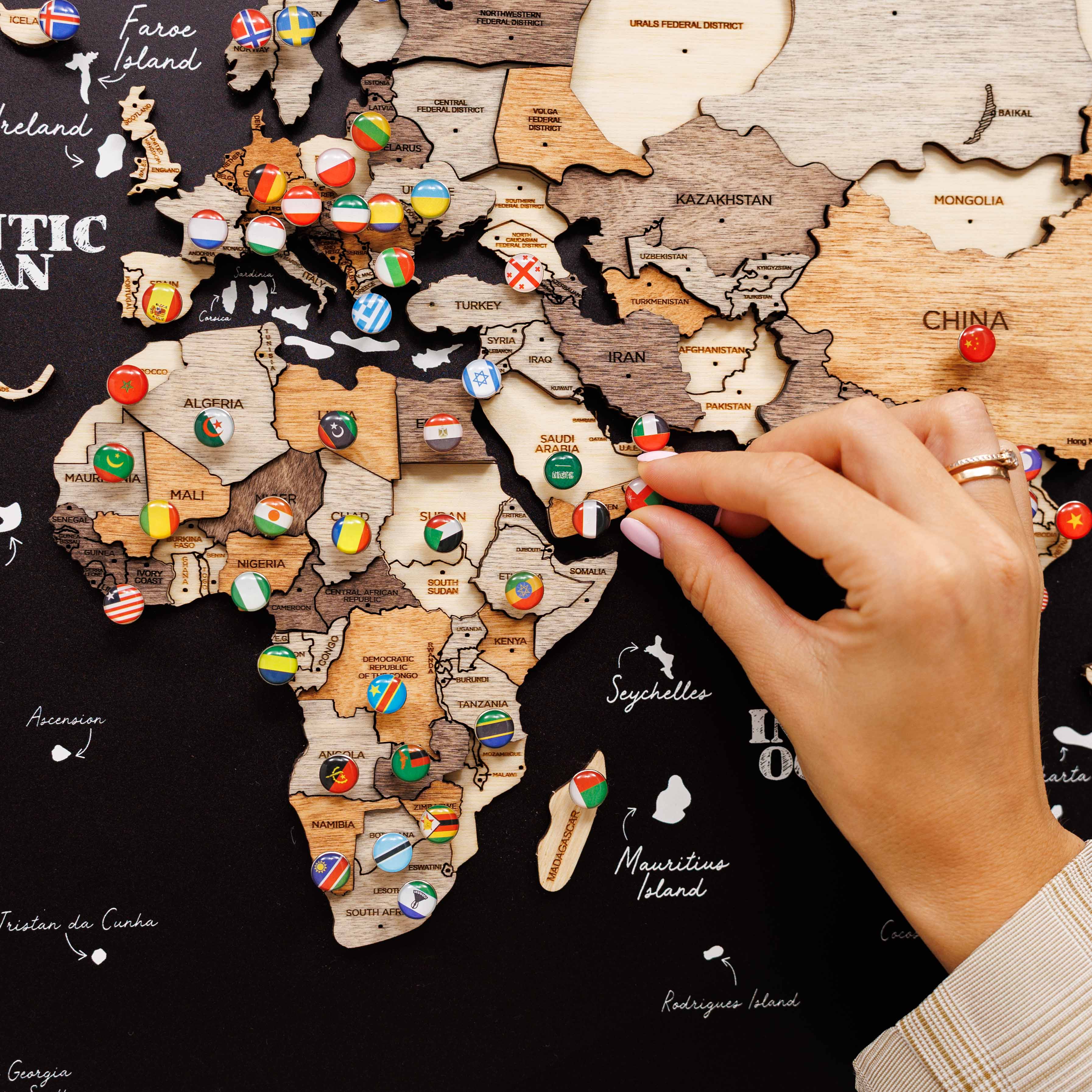 3D Wooden Panel World Map Multicolor Enjoy The Wood