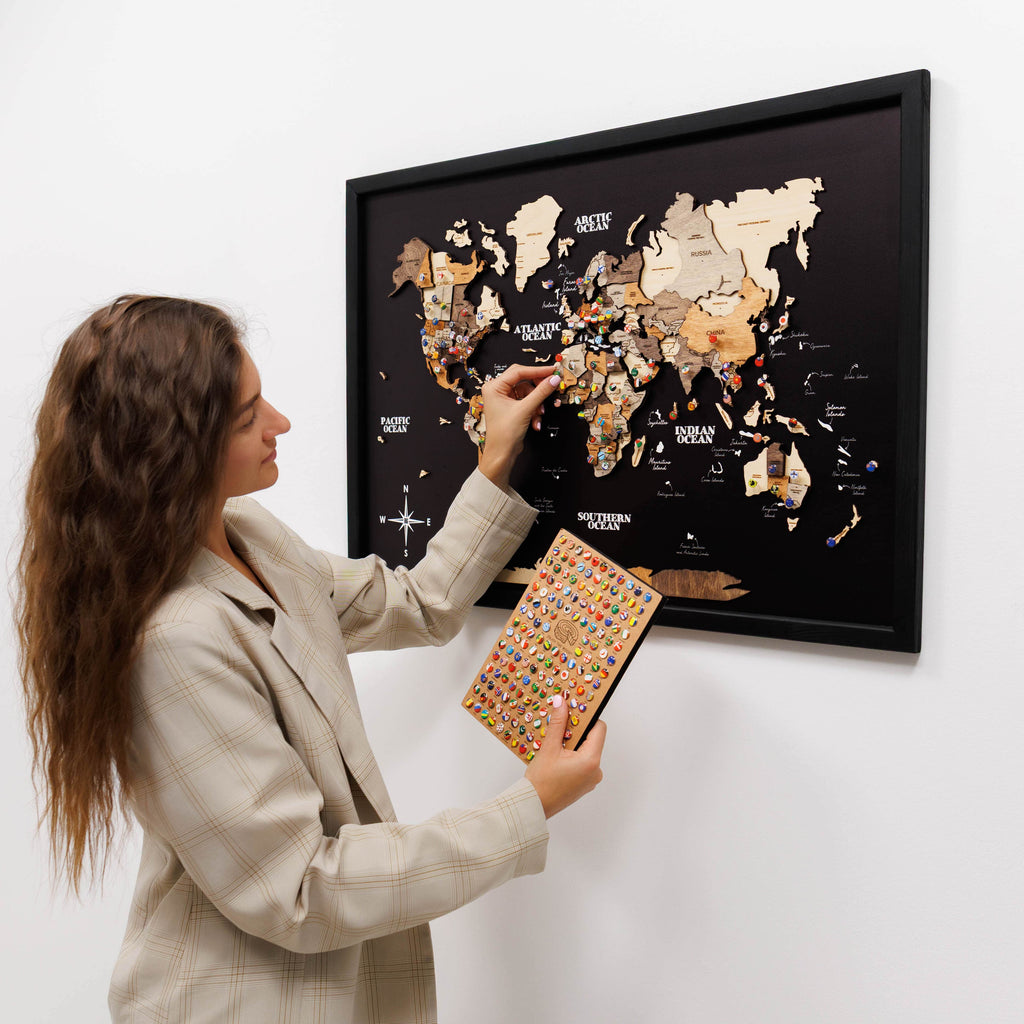 3D Wooden Panel World Map Multicolor Enjoy The Wood