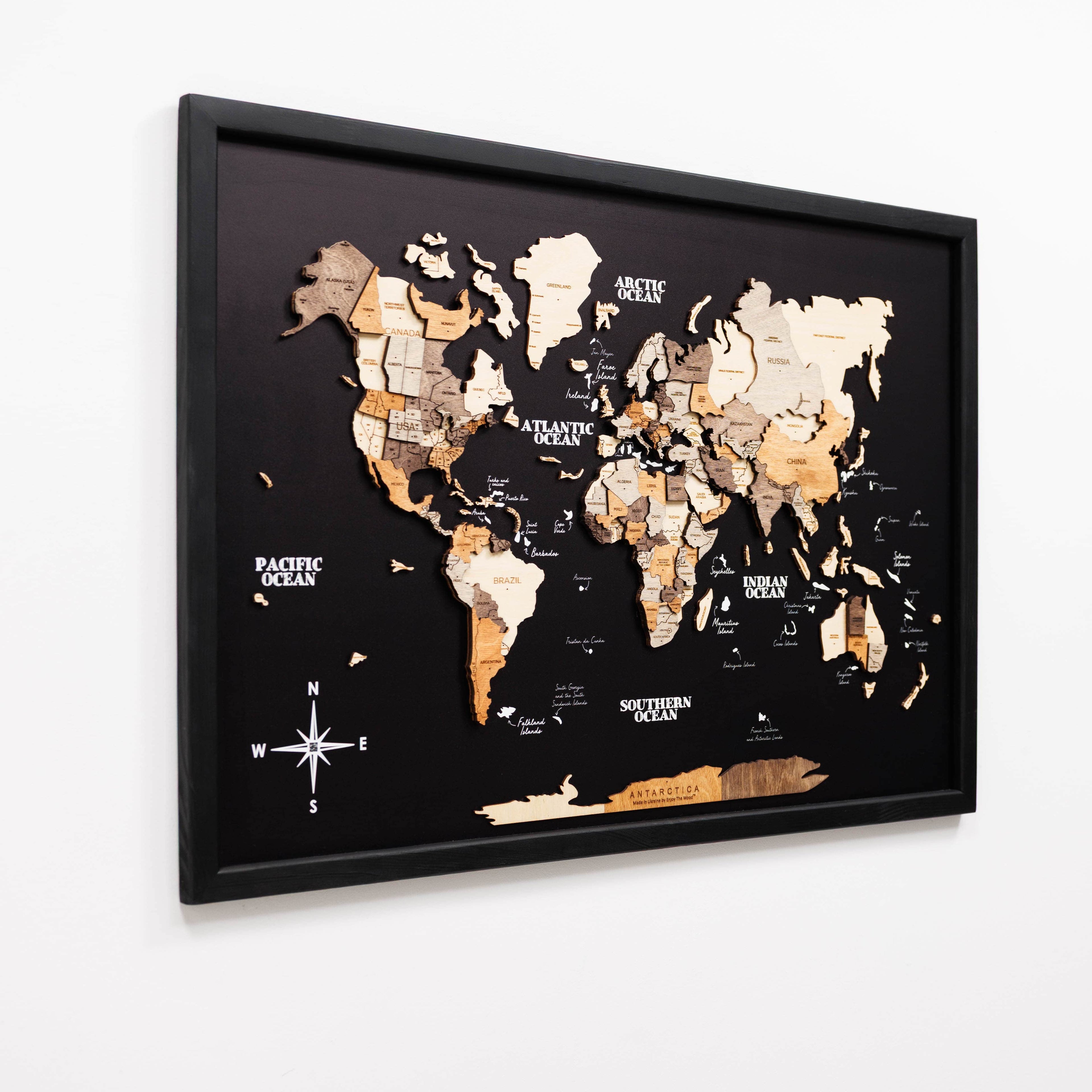 3D Wooden Panel World Map Multicolor Enjoy The Wood