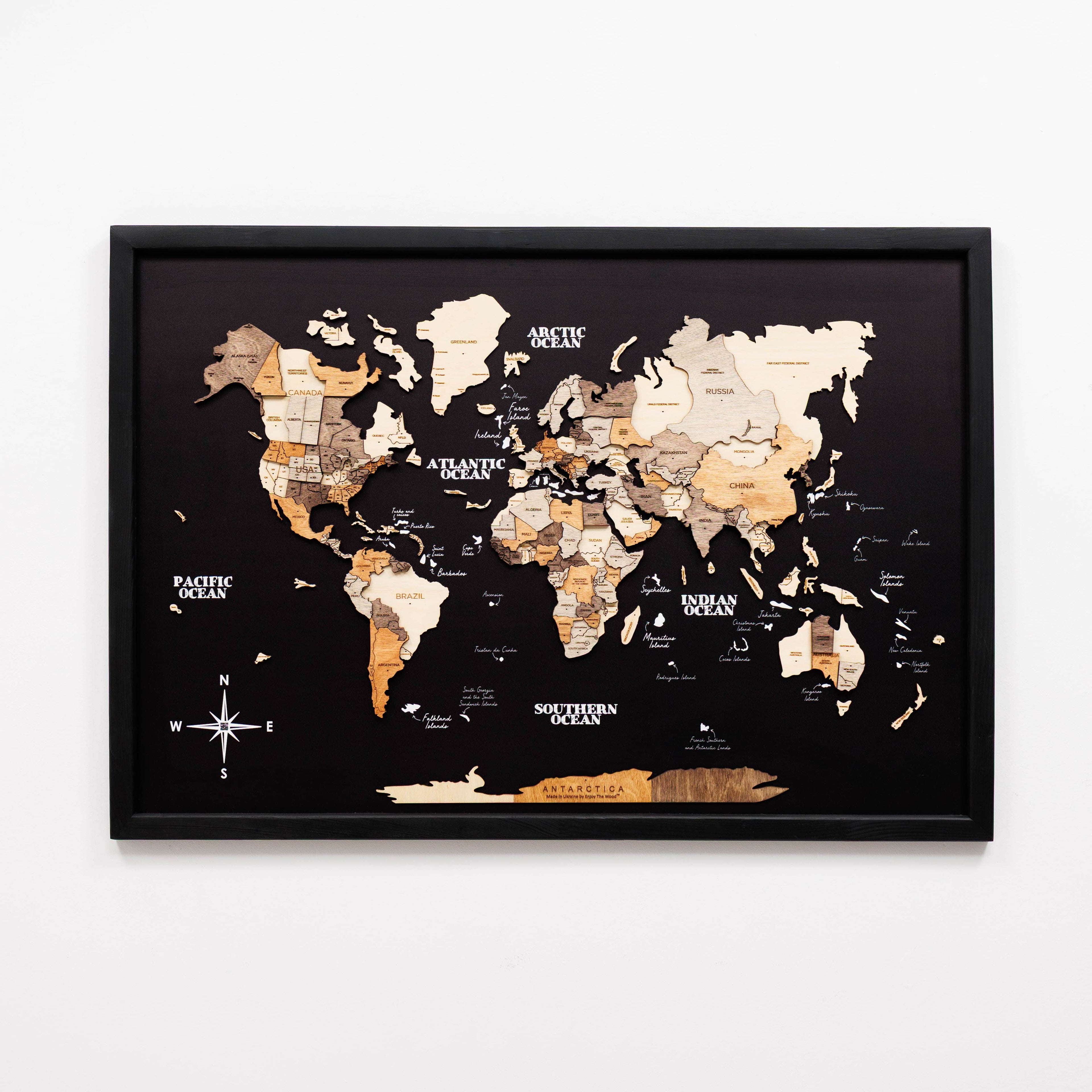 3D Wooden Panel World Map Multicolor Enjoy The Wood