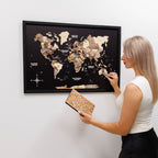 3D Wooden Panel World Map - Smokey