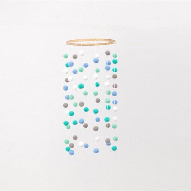 Wooden Ring With Felt Balls Wind Chimes Newborn Baby Bed Bell Pendant Kids Room Decoration Wooden Wind Chime Bed Bell Nursery Mobile Crib Bed Bell Wall Hanging Ornament Stevvex