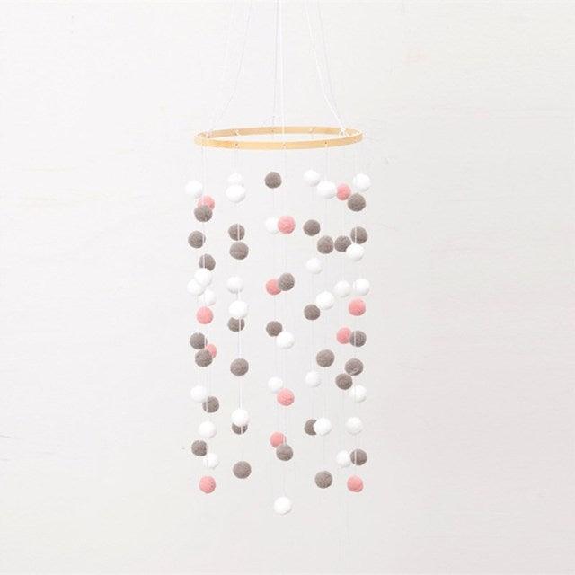 Wooden Ring With Felt Balls Wind Chimes Newborn Baby Bed Bell Pendant Kids Room Decoration Wooden Wind Chime Bed Bell Nursery Mobile Crib Bed Bell Wall Hanging Ornament Stevvex