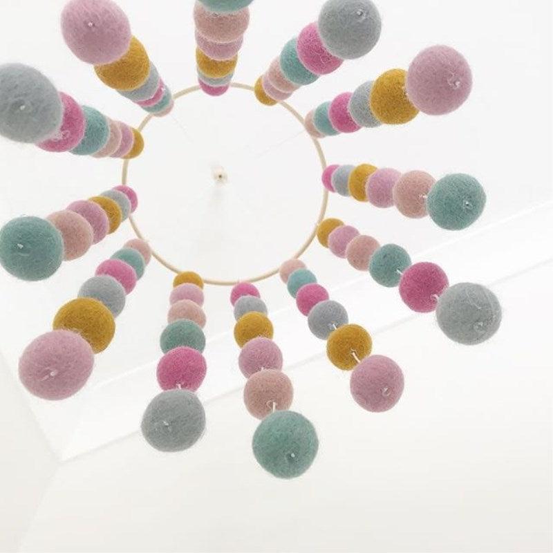 Wooden Ring With Felt Balls Wind Chimes Newborn Baby Bed Bell Pendant Kids Room Decoration Wooden Wind Chime Bed Bell Nursery Mobile Crib Bed Bell Wall Hanging Ornament Stevvex