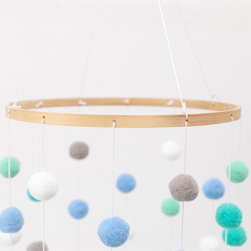 Wooden Ring With Felt Balls Wind Chimes Newborn Baby Bed Bell Pendant Kids Room Decoration Wooden Wind Chime Bed Bell Nursery Mobile Crib Bed Bell Wall Hanging Ornament Stevvex