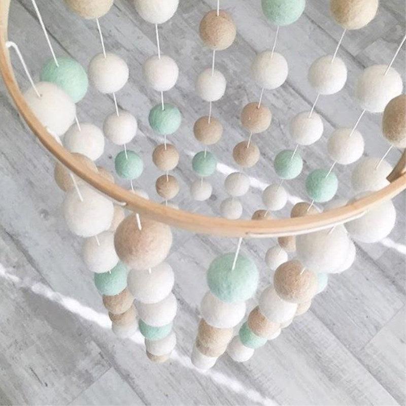 Wooden Ring With Felt Balls Wind Chimes Newborn Baby Bed Bell Pendant Kids Room Decoration Wooden Wind Chime Bed Bell Nursery Mobile Crib Bed Bell Wall Hanging Ornament Stevvex