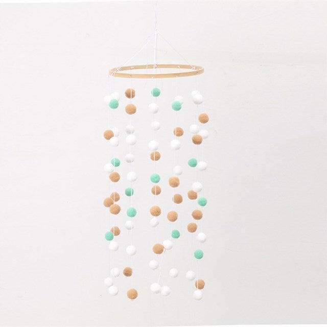 Wooden Ring With Felt Balls Wind Chimes Newborn Baby Bed Bell Pendant Kids Room Decoration Wooden Wind Chime Bed Bell Nursery Mobile Crib Bed Bell Wall Hanging Ornament Stevvex