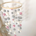 Wooden Ring With Felt Balls Wind Chimes Newborn Baby Bed Bell Pendant Kids Room Decoration Wooden Wind Chime Bed Bell Nursery Mobile Crib Bed Bell Wall Hanging Ornament Stevvex