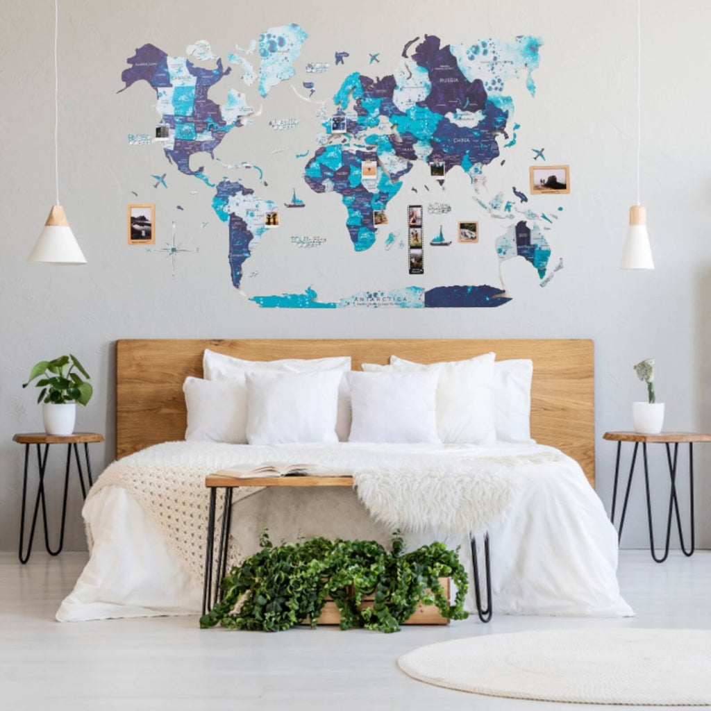 3D LED / LUMINOUS Wooden World Map 3.0 Ocean - SJB-DIAMOND ELITES