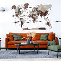 3D Wooden World Map Cappuccino (for US only) - SJB-DIAMOND ELITES
