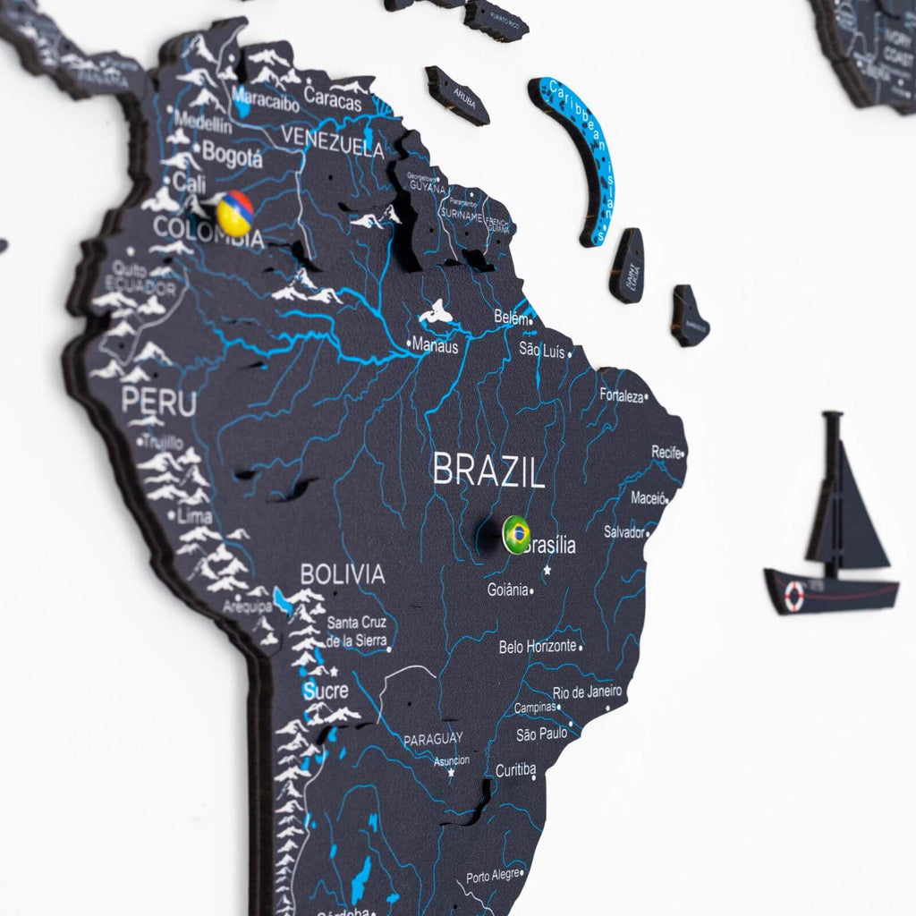3D Wooden World Map Midnight - SJB-DIAMOND ELITES