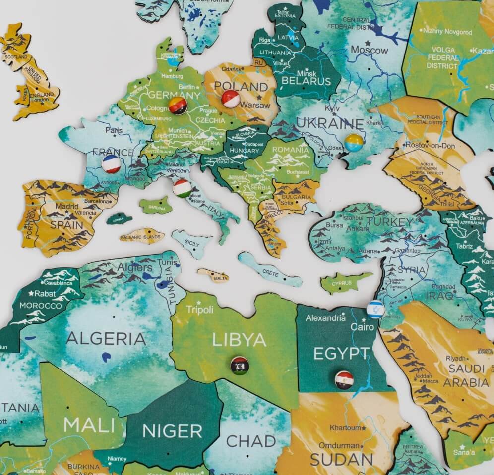 3D Wooden World Map Surface Enjoy The Wood