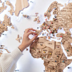 3D Solid Wooden World Map - Ash - SJB-DIAMOND ELITES