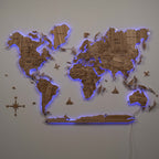 3D Solid Wooden World Map - Ash - SJB-DIAMOND ELITES