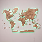 3D Solid Wooden World Map - Ash - SJB-DIAMOND ELITES