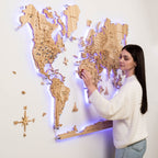 3D Solid Wooden World Map - Ash - SJB-DIAMOND ELITES
