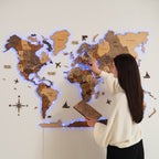 3D LED Wooden World Map 2.0 (with acrylic background) Enjoy The Wood