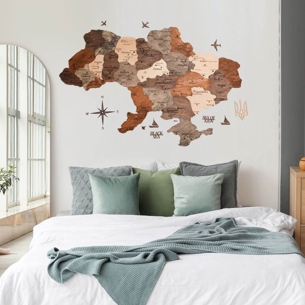 Wooden Map of Ukraine Multicolor Enjoy The Wood