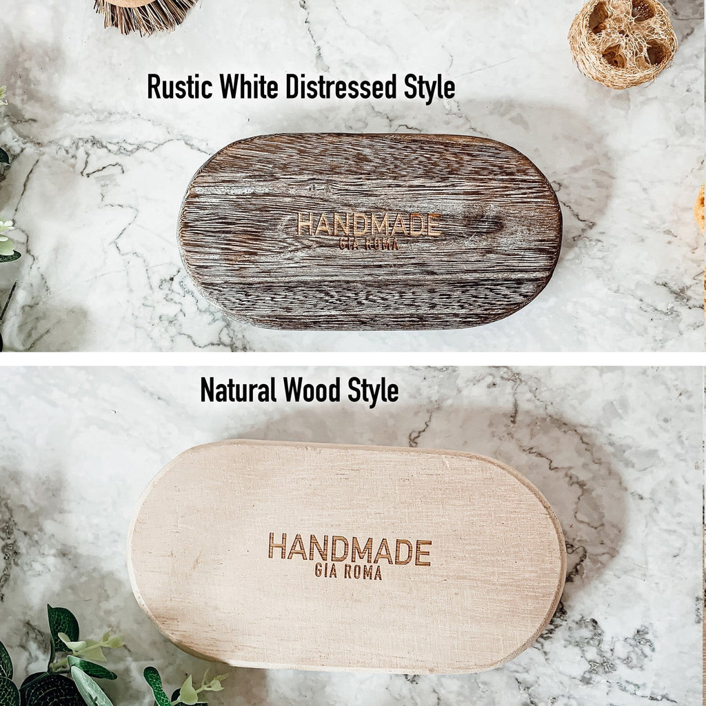 Handmade Rustic Wood Tray For Two 16oz Dispensers And Vanity Countertop Tray BandsCo Straps