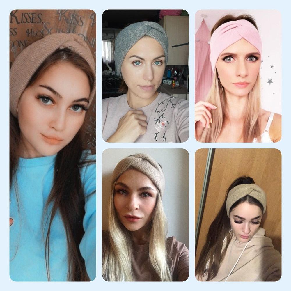 Woolen Cross Cross Top Knot Elastic Hair Bands for Women Soft Solid Color Turban Headbands Women Girls Gorgeous Hair Accessories For Women Stevvex