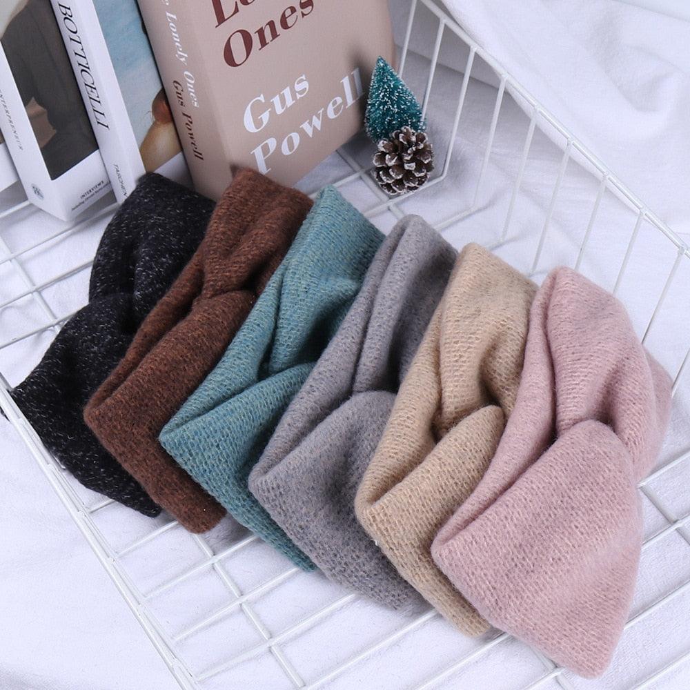 Woolen Cross Cross Top Knot Elastic Hair Bands for Women Soft Solid Color Turban Headbands Women Girls Gorgeous Hair Accessories For Women Stevvex