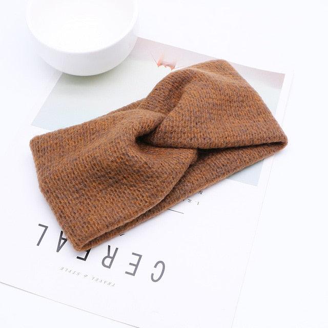 Woolen Cross Cross Top Knot Elastic Hair Bands for Women Soft Solid Color Turban Headbands Women Girls Gorgeous Hair Accessories For Women Stevvex