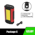 Work Light Rechargeable LED Camping Waterpoof Portable Multifunctional Adjustable USB Light Hanging Hook& Magnetic Base Flashlight For Hurricane Camping Hiking Riding Fishing Jogging Household Stevvex