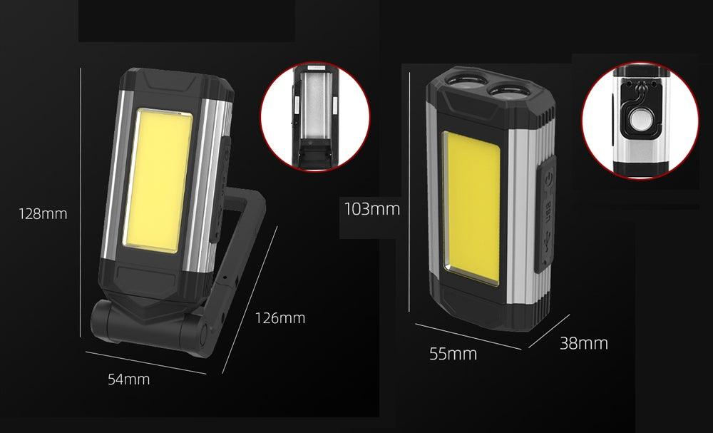 Work Light Rechargeable LED Camping Waterpoof Portable Multifunctional Adjustable USB Light Hanging Hook& Magnetic Base Flashlight For Hurricane Camping Hiking Riding Fishing Jogging Household Stevvex