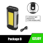 Work Light Rechargeable LED Camping Waterpoof Portable Multifunctional Adjustable USB Light Hanging Hook& Magnetic Base Flashlight For Hurricane Camping Hiking Riding Fishing Jogging Household Stevvex