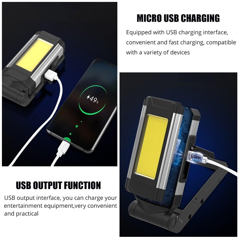 Work Light Rechargeable LED Camping Waterpoof Portable Multifunctional Adjustable USB Light Hanging Hook& Magnetic Base Flashlight For Hurricane Camping Hiking Riding Fishing Jogging Household Stevvex