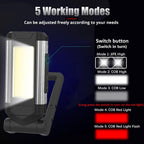 Work Light Rechargeable LED Camping Waterpoof Portable Multifunctional Adjustable USB Light Hanging Hook& Magnetic Base Flashlight For Hurricane Camping Hiking Riding Fishing Jogging Household Stevvex