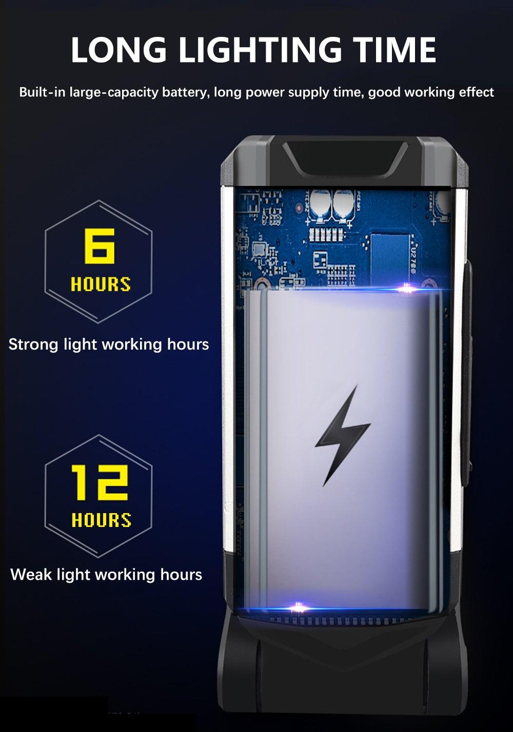 Work Light Rechargeable LED Camping Waterpoof Portable Multifunctional Adjustable USB Light Hanging Hook& Magnetic Base Flashlight For Hurricane Camping Hiking Riding Fishing Jogging Household Stevvex