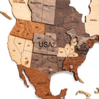3D Wooden World Map Multicolor (for US only) - SJB-DIAMOND ELITES