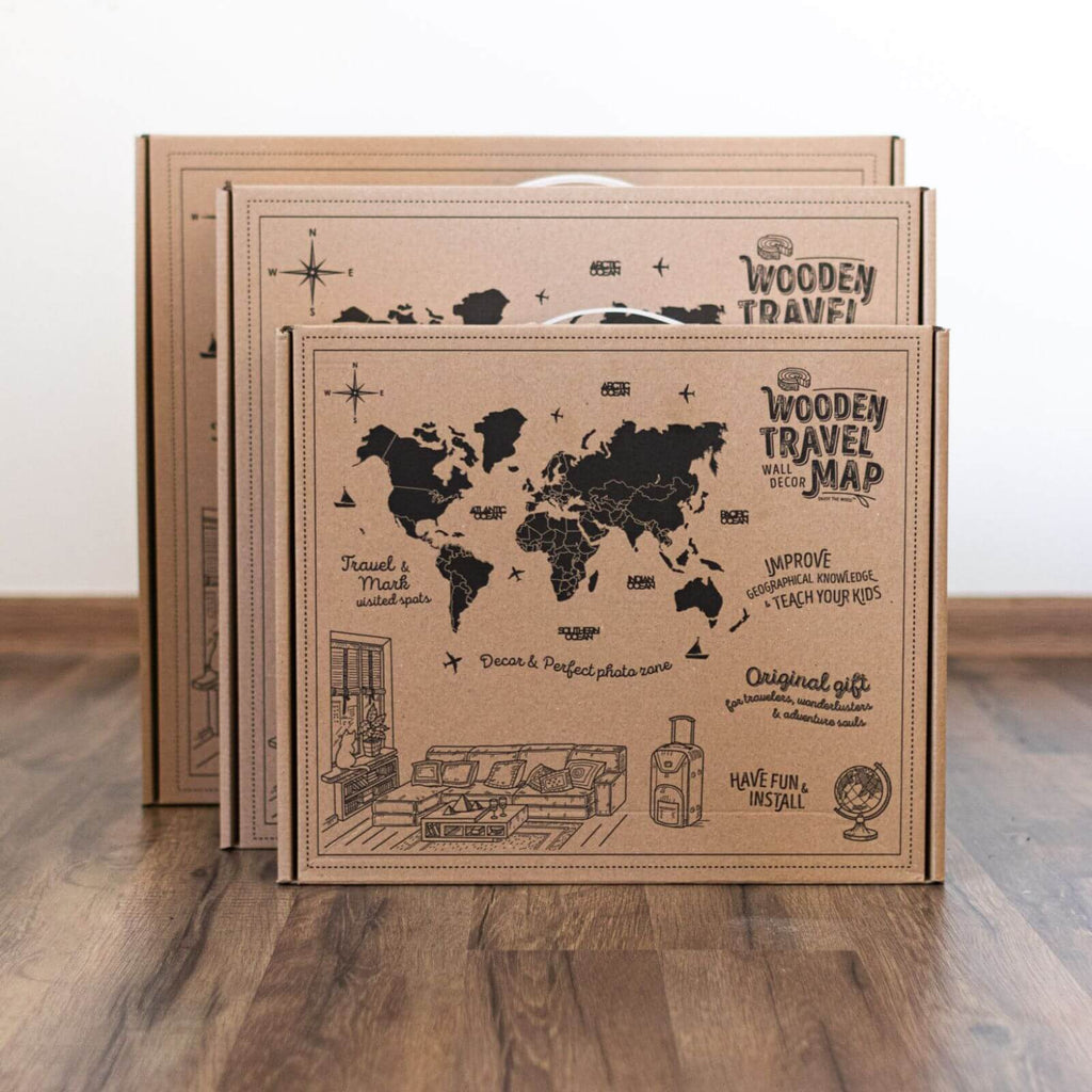 3D Wooden World Map Aqua Enjoy The Wood