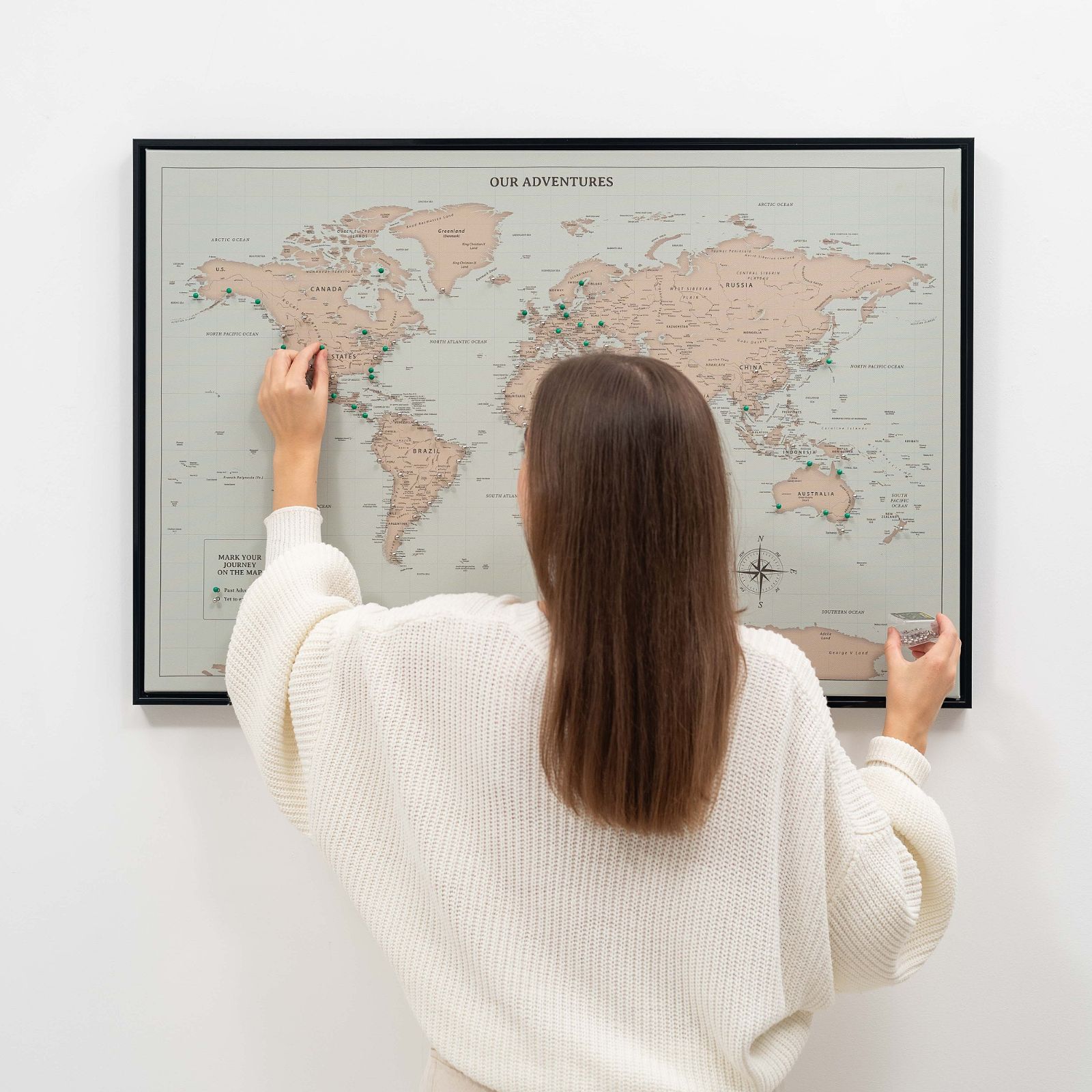 World Map on Canvas - Antique - SJB-DIAMOND ELITES