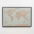 World Map on Canvas - Antique - SJB-DIAMOND ELITES