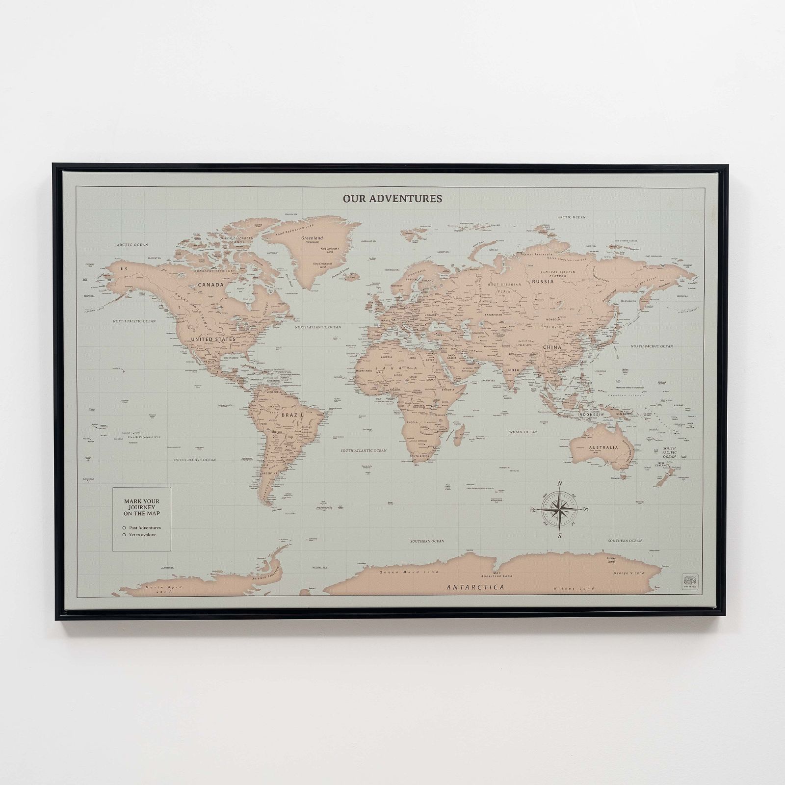 World Map on Canvas - Antique - SJB-DIAMOND ELITES