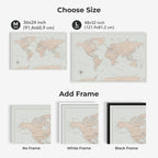 World Map on Canvas - Antique - SJB-DIAMOND ELITES