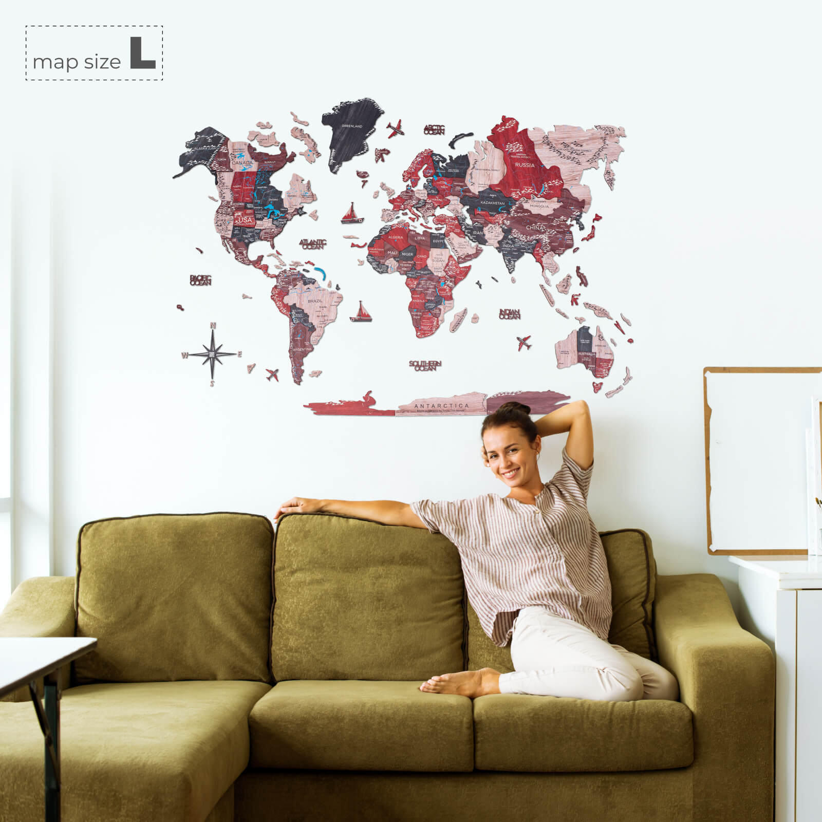 3D Wooden World Map Cliff Enjoy The Wood