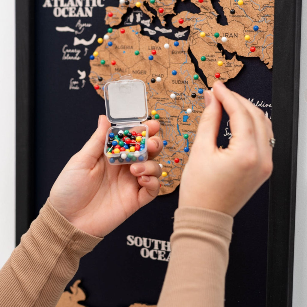 Cork world map triptych - Black - SJB-DIAMOND ELITES