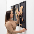 Cork world map triptych - Black - SJB-DIAMOND ELITES