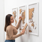 Cork world map triptych - White - SJB-DIAMOND ELITES