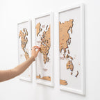 Cork world map triptych - White - SJB-DIAMOND ELITES