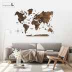 3D Wooden World Map Dark Walnut (for US only) - SJB-DIAMOND ELITES