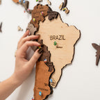 3D Wooden World Map Multicolor Enjoy The Wood